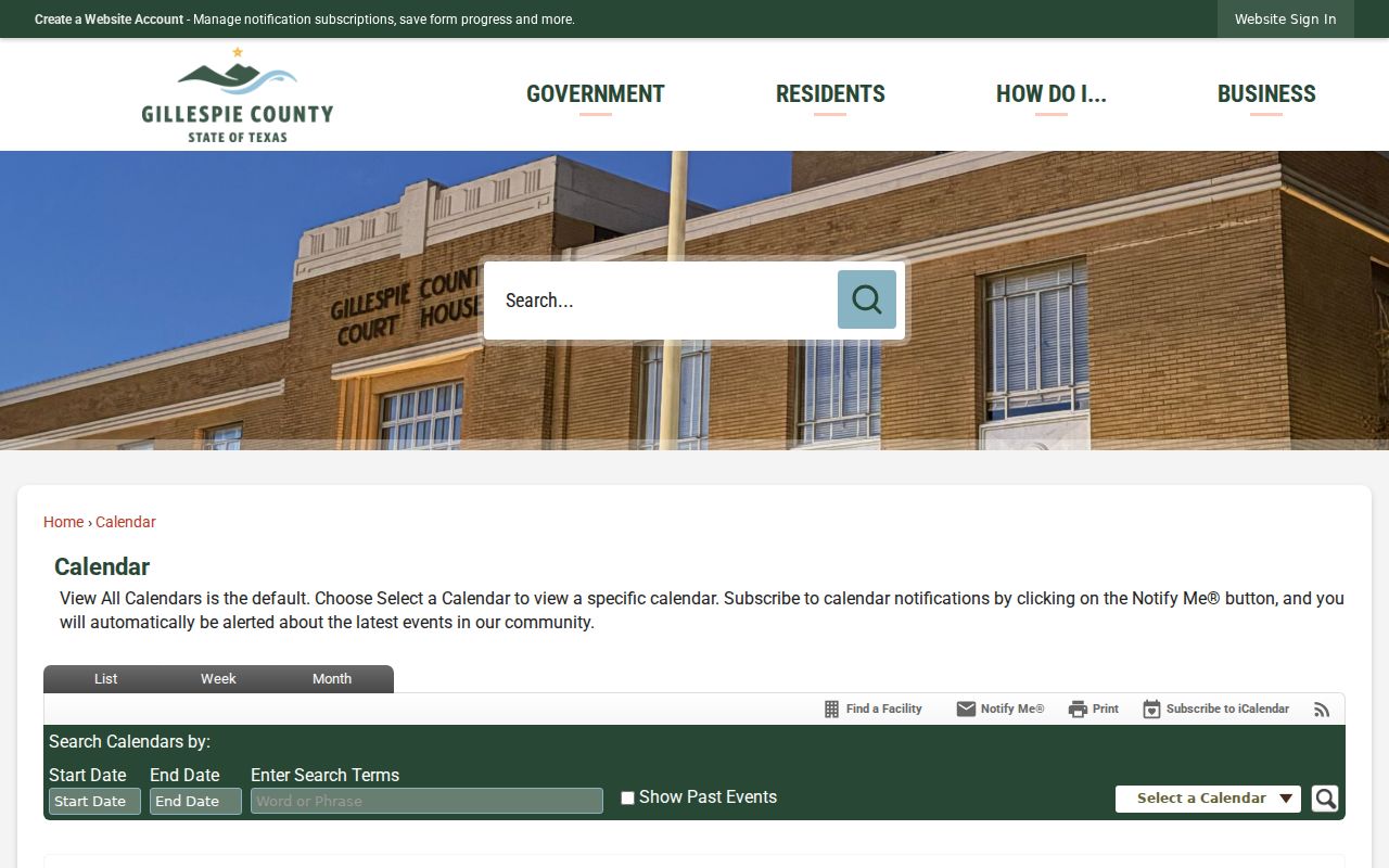 Gillespie County Court at Law cancellation and reset notice