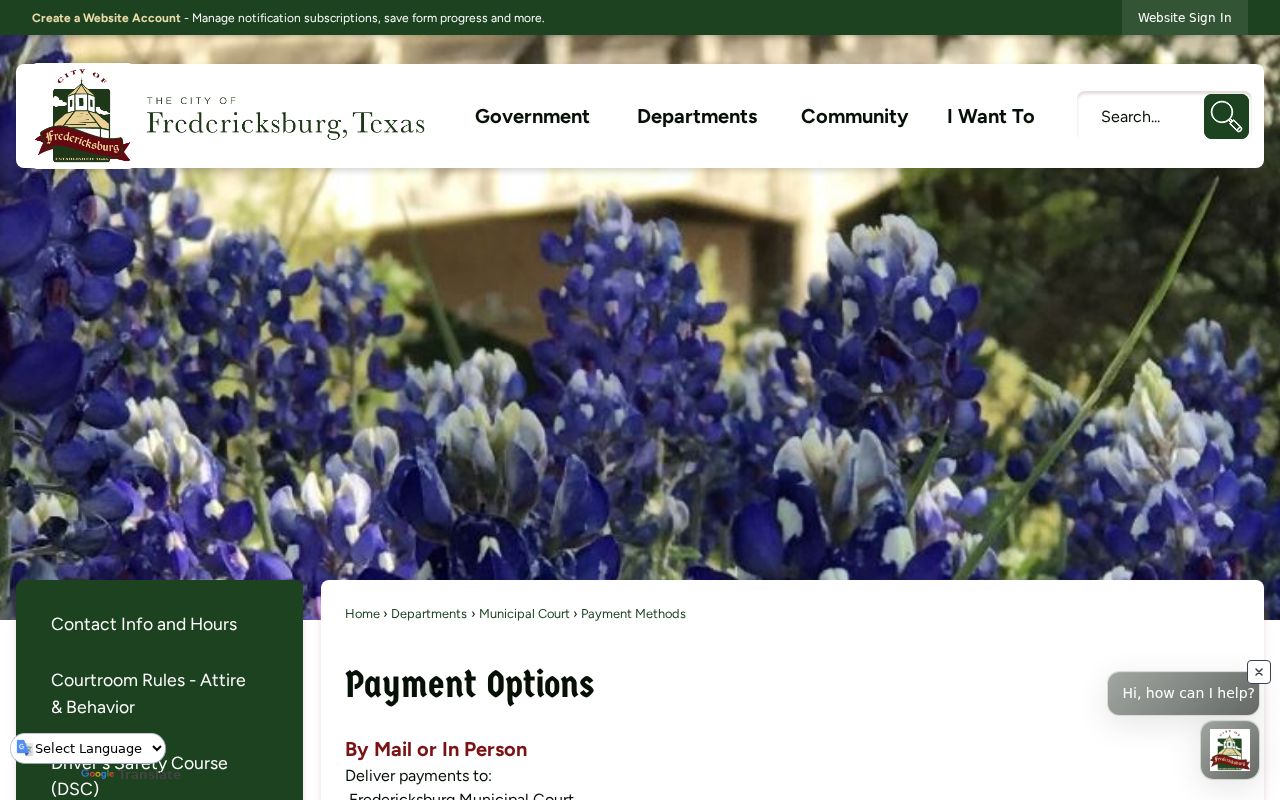 Fredericksburg Municipal Court payment methods and AllPaid information