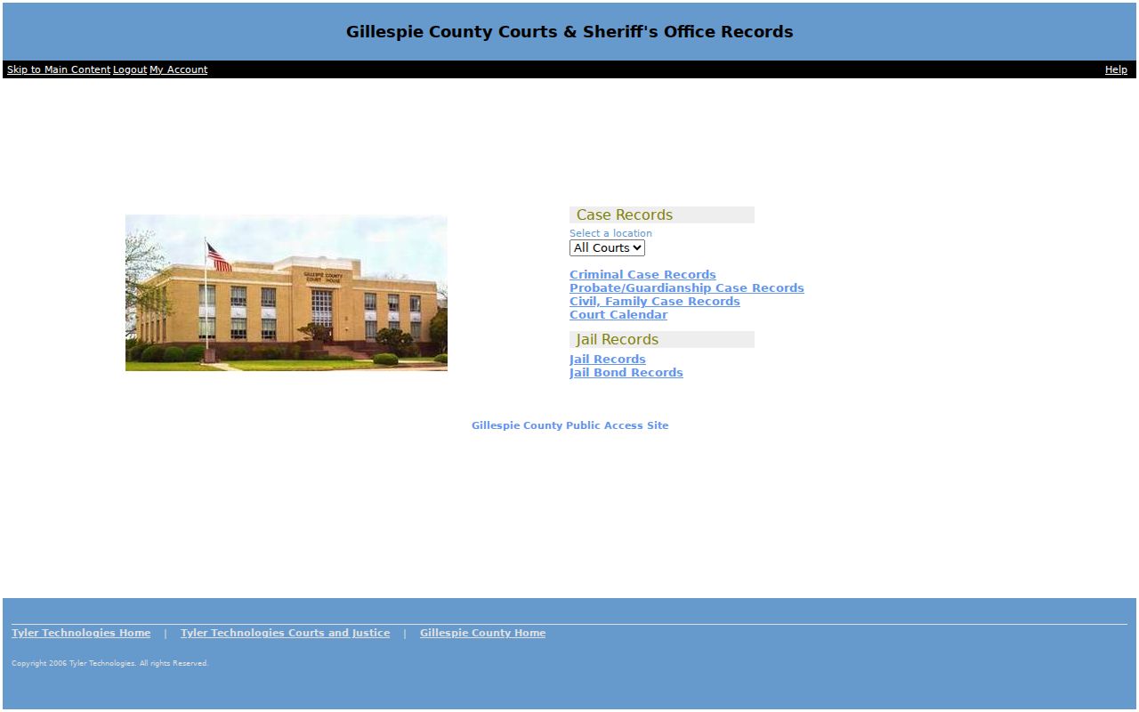Gillespie County Tyler portal response during research